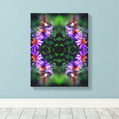 Dame Butterfly, gebilderd op Abstract rooster Canvas Afdruk (Insitu (Houten vloer))