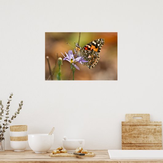 Dame Butterfly, geverfd op het Poster van Aster (Keuken)