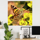Dame Butterfly, geverfd op Myrtle Spurge Poster (Thuiskantoor)