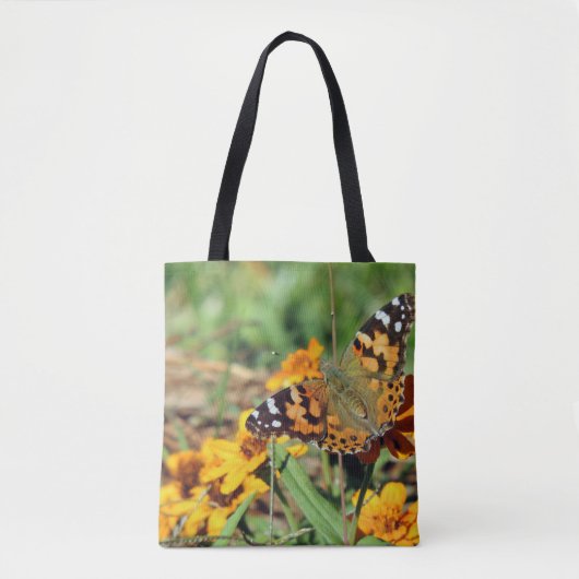 Dame Butterfly, geverfd op Zinnia-Canvas tas (Voorkant)
