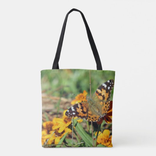 Dame Butterfly, geverfd op Zinnia-Canvas tas (Achterkant)