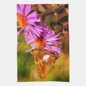 Dame Butterfly Wild Aster Flower Abstract Theedoek (Verticaal)