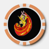 Dame danser in rood op zwart poker chips (Voorkant)