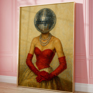 Dame de boule disco surréaliste Impression d'art