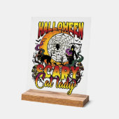 Dame de chat effrayante Halloween Faucheuse Lune M (Angle)
