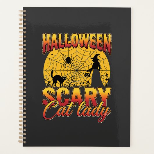 Dame de chat effrayante Halloween Sorcière Toile d (Devant)