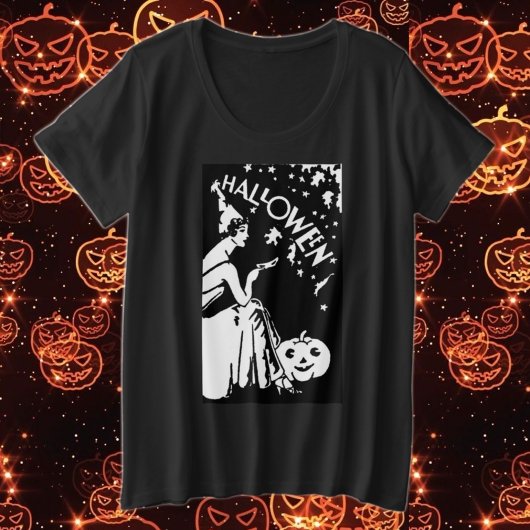 Dame de Halloween vintage avec masque Citrouille-