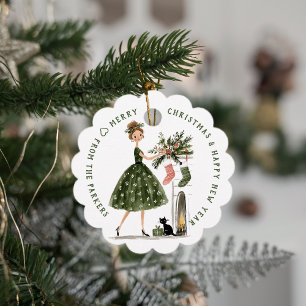 Dame de Noël avec étiquette de vacances personnali