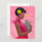 "Dame de Pâques avec Lapin." Carte postale (Devant / Derrière)
