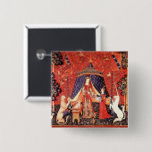 Dame & de Unicorn Vierkante Button 5,1 Cm (Voorkant /achterkant)