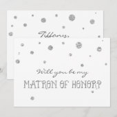 DAME D'HONNEUR Carte à paillettes blanches et arge (Devant / Derrière)