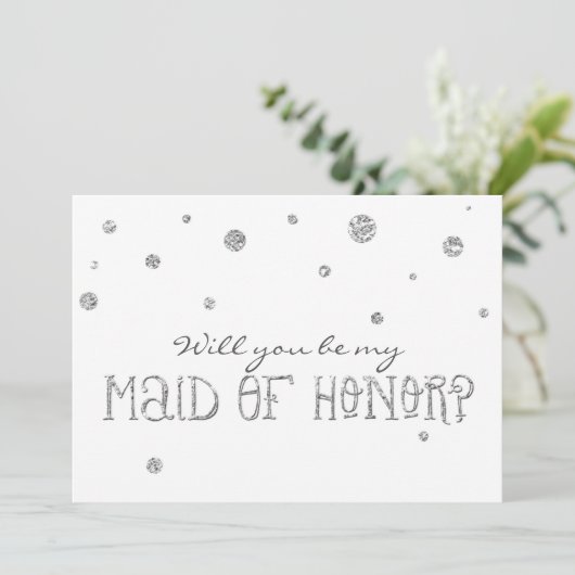 DAME D'HONNEUR Carte à points scintillants blanc e (Debout devant)