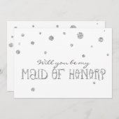 DAME D'HONNEUR Carte à points scintillants blanc e (Devant / Derrière)