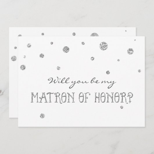 DAME D'HONNEUR Carte à points scintillants blancs  (Devant / Derrière)