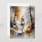 Dame die door een bos loopt briefkaart (Voorkant / Achterkant)