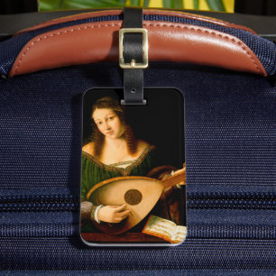 Dame die Lute Fine Art Renaissance Painting speelt Bagagelabel