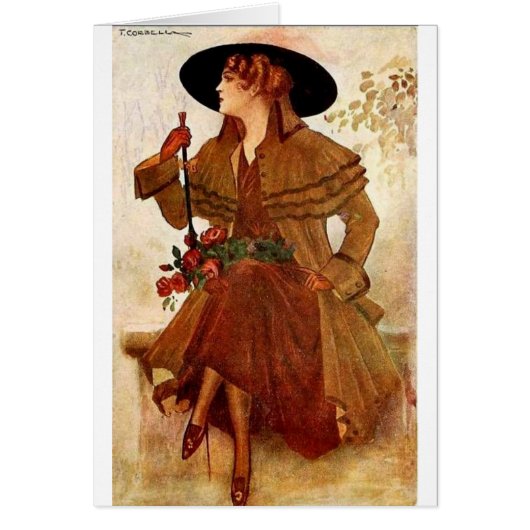 dame die op een bank wacht, (Voorkant)