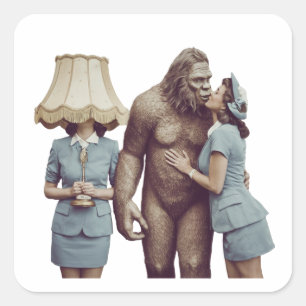  dame die Sasquatch kust Vierkante Sticker