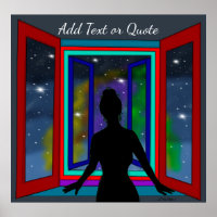 Dame die uit Venster Persoonlijk Citaat kijkt