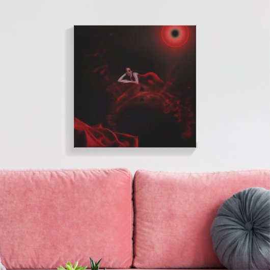 Dame dood in het rood canvas afdruk (Insitu (Woonkamer))