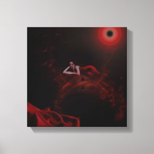 Dame dood in het rood canvas afdruk