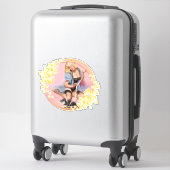 Dame Douce Avec Stickers Chat & Étiquettes (Sur valise)
