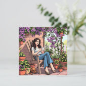  dame Drink koffie buiten ontspannen (Staand voorkant)