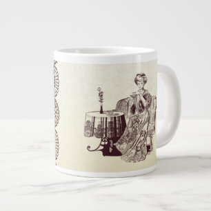 dame drink thee grote koffiekop