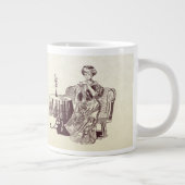 dame drink thee grote koffiekop (Rechts)