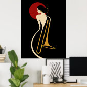Dame du Trombone Art Déco – Illustration Musicale (Bureau à domicile)