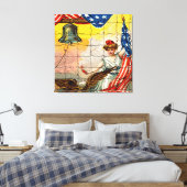 dame, Eagle, Vlag en Liberty Bell Mosiac Canvas Afdruk (Insitu (Slaapkamer))