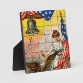 dame, Eagle, Vlag en Liberty Bell Mosiac Fotoplaat (Voorkant)