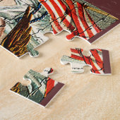 dame, Eagle, Vlag en Liberty Bell Mosiac Legpuzzel (Zijkant)