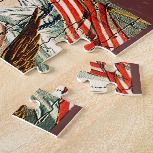 dame, Eagle, Vlag en Liberty Bell Mosiac Legpuzzel (Zijkant)