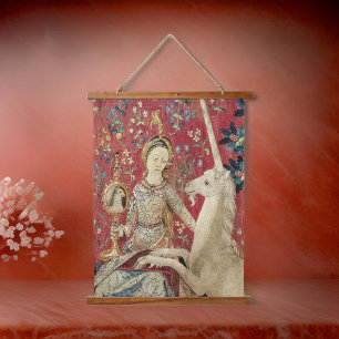 Dame en de eenhoorn hangend wandkleed