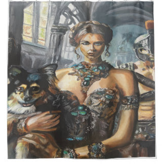 Dame en Doggie Douchegordijn