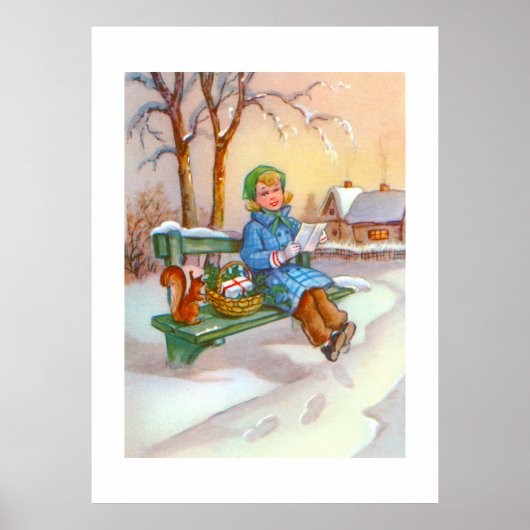 Dame en eekhoorn  kunst poster (Voorkant)