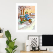 Dame en eekhoorn  kunst poster (Thuiskantoor)