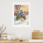 Dame en eekhoorn  kunst poster (Keuken)