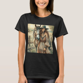 Dame en een paard t-shirt
