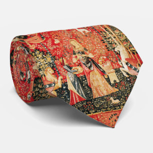 DAME EN EENHOORN Bloemen, Dieren, Leeuw, Fantasie Stropdas