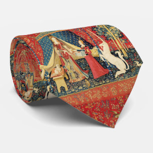 DAME EN EENHOORN Leeuw, Bloemen, Dieren Fantasie Stropdas