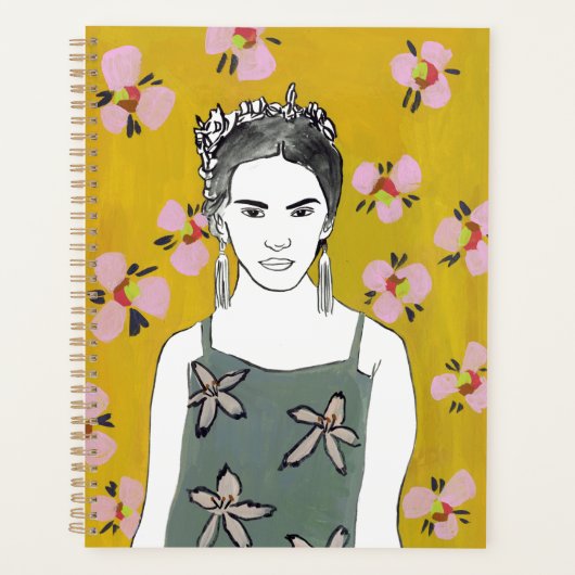 Dame en fleurs roses - Jaune (Devant)
