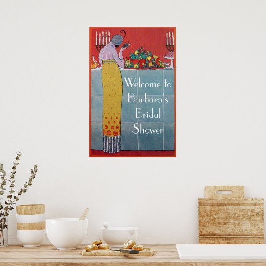 DAME EN FRUITEN TAfel SET ART DECO TROUWFEestJE Poster (Keuken)