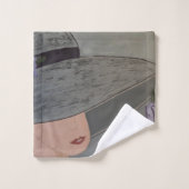 Dame en grand Casquette avec fleurs de tulipes vio (Gant de toilette)