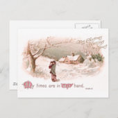 Dame en neige sur la carte religieuse de Noël (Devant / Derrière)