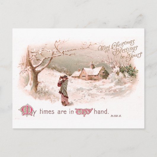 Dame en neige sur la carte religieuse de Noël (Devant)