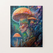 Dame en paddenstoelen Surreal Fantasy Art Legpuzzel (Verticaal)