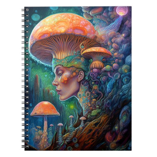 Dame en paddenstoelen Surreal Fantasy Art Notitieboek (Voorkant)