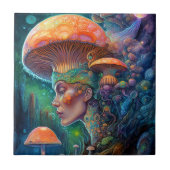 Dame en paddenstoelen Surreal Fantasy Art Tegeltje (Voorkant)
